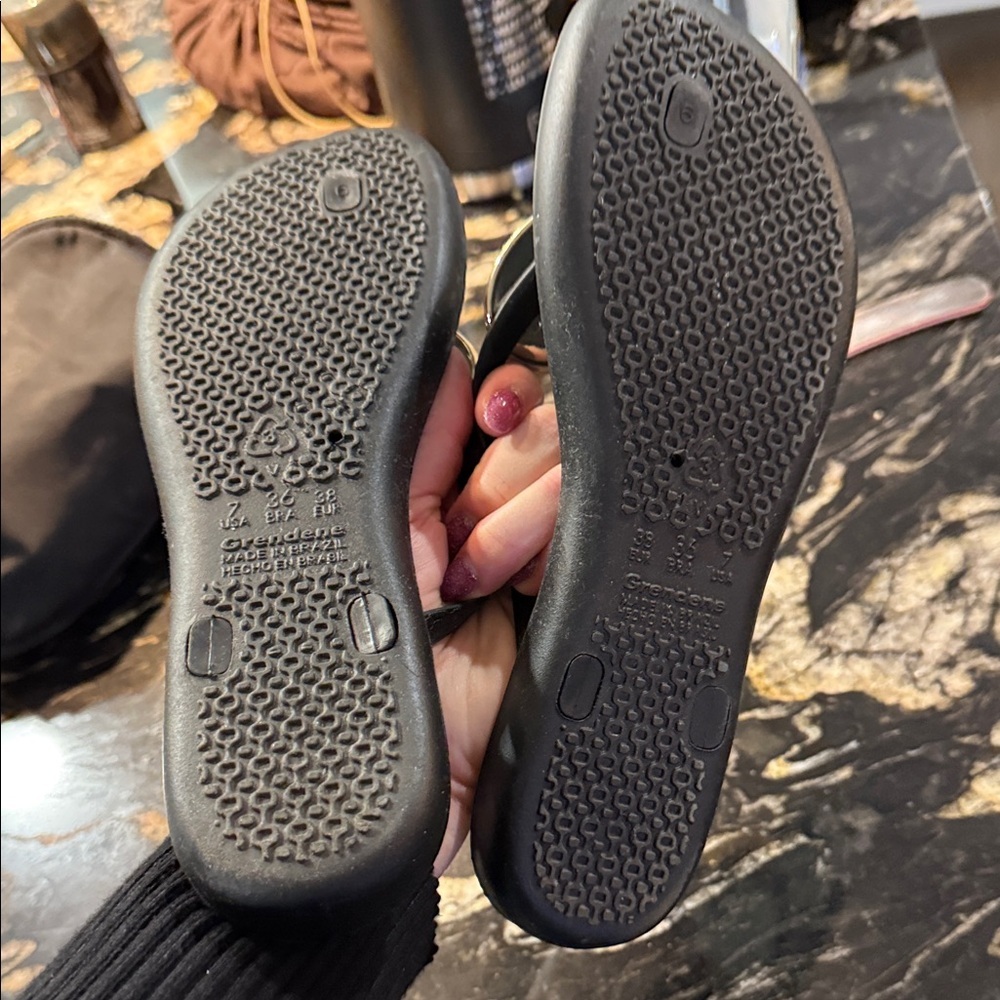 Ipanema Black Sandals with Gold Heart Accents - Picture 3 of 3